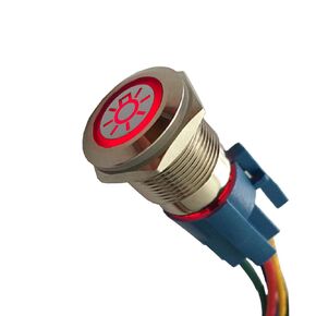 ESUPPORT 12V Car Vehicle Red LED Light Emergency Hazard Warning Push Button Metal Toggle Switch Socket Plug 19mm