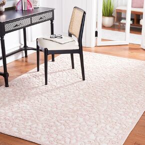 MARTHA STEWART x SAFAVIEH 6' x 9' Ivory/Pink MSR3513U Handmade French Country Scroll Wool Area Rug