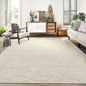 GlowSol Runner Rug 2x6 Non Shedding Hallway Rug Modern Abstract Area Rug Tribal Area Rug Non Slip High-Low Pile Rug for Kitchen Bedroom, Beige