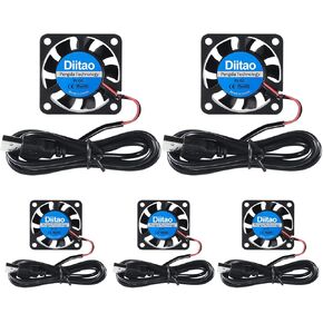 Diitao 5PCS 4010 12V Cooling Fan,40x40x10mm Brushless Cooling Fan with RGB Light,0.05A Quite Cooling Fan for 3D Printer DVR PC(2-Pin DC 12V RGB Multicolor)