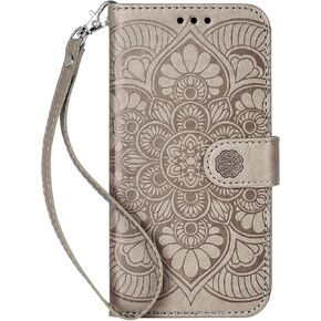 Ateeky Galaxy S23 Ultra Case with Card Holder, Embossed Mandala Pattern PU Leather Shockproof Protective Wallet Cover for Galaxy S23 Ultra (Pink)