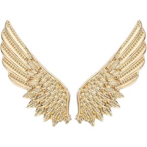 2Pcs Feather Brooch for Women Men Gold Suit Pins Metal Angel Wings Brooch