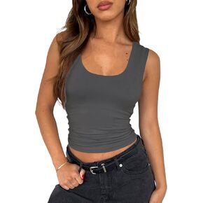 Tank Tops for Women - Double Lined Workout Top Scoop Neck Summer Halter Sleeveless Cute