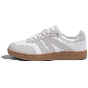 LUCKY STEP Women Classic Retro Gum Sole Fashion Sneakers Casual Tennis Skate Shoe Genuine Leather Walking Footwear Anti Slip Trainers
