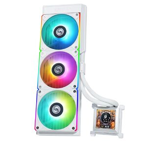 Lian Li Hydroshift 360 AIO - 3 مراوح ARGB مثبتة مسبقًا - مسار سائل تبريد مثبت على الجانب - شاشة LCD مقاس 2.88 بوصة - دقة 480 × 480 - لقطات شاشة ملتقطة أو مقاطع فيديو مسجلة - أبيض (HSLCD36RW)