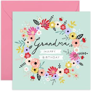 CENTRAL 23 Happy Mothers Day Card Grandma - Grandma Birthday Cards - 'Grandma, Happy Birthday' - Gift For Her Women Nana - Sweet Birthday Cards For Grandmother - Comes With Cute Stickers