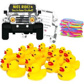 You've Been Ducked Card, Duck Tags, Ducking Game Card, Duck Tag Kits Includes 20 Duck Tags, 20 Yellow Rubber Ducks, 20 Rubber Bands