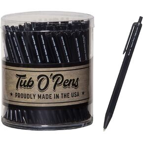 RevMark Bulk 1.0mm Medium Point Ballpoint Retractable Tub o’ Pens–USA made. Perfect click pen for businesses, offices, schools, events. Convenient display bucket. (50 Pens, Black Ink)