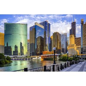 Jigsaw Puzzle 1000 Piece Chicago City Illinois Buildings Classic Puzzle DIY Kit Wooden Toy Unique Gift Home Decor