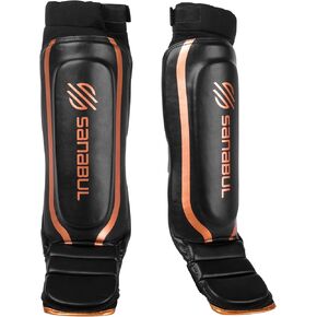 Sanabul Essential Sleeve Kickboxing Shin Guards | MMA Shin Guards | Muay Thai Shin Guards | Hybrid Neoprene Design