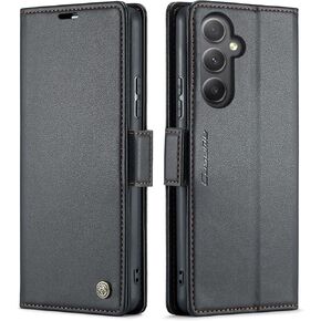 QLTYPRI Wallet Case for Samsung Galaxy A35 5G, Premium PU Leather Magnetic Flip Folio Case with [RFID Blocking] Credit Card Slots Kickstand Shockproof Protective Phone Case Cover – Black