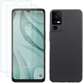 Ansxder Case for TCL 30Z T602DL/TCL 30LE,Flexible Soft TPU Scratch Resistant Non-Slip Shock Absorption Back Cover Rubber Slim Back TCL 30Z/30LE Phone Case+2 Pack Tempered Glass Screen Protector