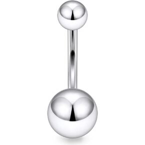 14G 16G Astm F136 Titanium Internally Threaded Long Belly Button Ring Piercing Jewelry Navel Rings Stud G23 Belly Rings Barbell Piercing Jewelry for Women 8MM 10MM 12MM 14MM Belly Bars