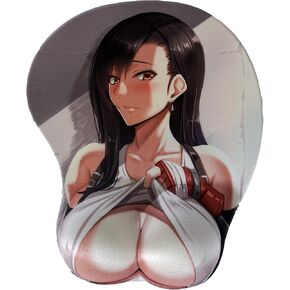 لوحة ماوس Tifa Oppai ثلاثية الأبعاد مع مسند للمعصم مقاس 12 × 10 بوصة لألعاب الثدي المعتوه فاينل فانتسي السابع FF7