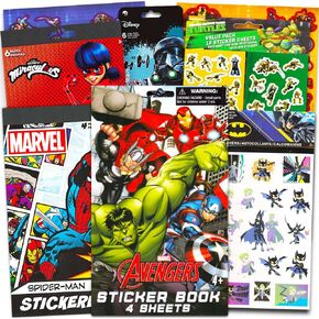 Superhero Stickers for Kids Boys Girls Set ~ Over 1200 Licensed Super Hero Stickers on 40 Sheets Featuring Marvel Avengers, Justice League, Star Wars, Batman, and More (Party Favors Pack)