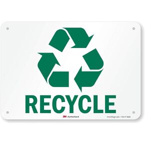 SmartSign 3M Engineer Grade Reflective Sign, Legend "Recycle" with Graphic, 7" high x 10" wide, Green on White