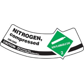 Accuform Cylinder Shoulder Label, NITROGEN Compressed UN1066 Caution, 2" x 5 1/4", Adhesive Vinyl, 5/PK