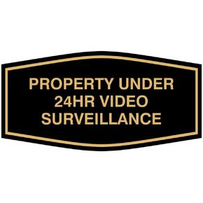 All Quality Fancy Property Under 24Hr Video Surveillance Sign | Property Security Sign with Easy Installation | 24/7 Security Monitoring (Brushed Silver) - Small 1 Pack