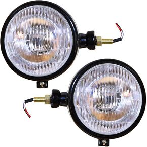 12V Headlight Black Tractot Light Assemblies Head lamp Lights with 12v Bulbs Replacement for Mahindra Tractor Lights 275 575 485 475 Etc Tractor parts Universal Fitment Tractor Light