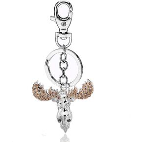 Liavy's Moose Head Fashionable Keychain - Sparkling Crystal - Unique Gift and Souvenir