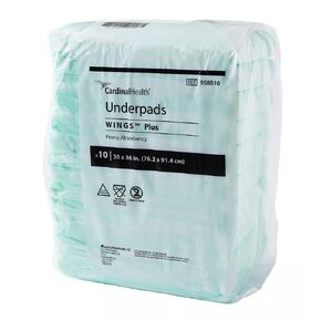 Cardinal Health™ Underpads, WINGS™ Plus, Heavy Absorbency, Green, 30 x 36IN, Case of 50