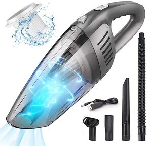 Handheld Vacuum Cordless, Car Vacuum Cleaner 8000PA Strong Suction with Filter & Attachments Rechargeable Portable Mini Vacuum Wet Dry for Home Pet Hair Car Office Cleaning (Grey Black)