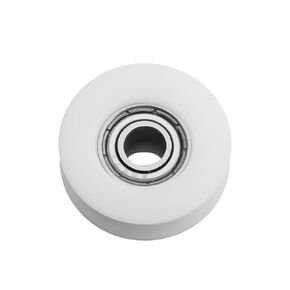 MroMax Nylon Plastic Pulley U-Shape Groove Wheel 6x24x9mm Guide Bearing Pulley Rail Ball Wheel for Driving Mechanical Equipment, Doors and Windows White 1Pcs