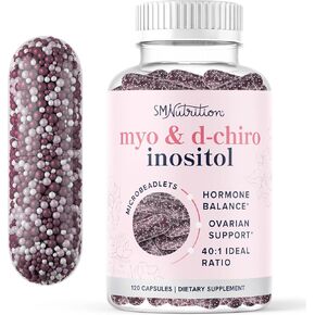 Myo-Inositol & D-Chiro Inositol for Hormone Balance for Women | Microbeadlet Technology to Regulate Menstrual Cycle & Support Ovarian Health | Myo Inositol & D Chiro Inositol | Non-GMO, 120 Capsules
