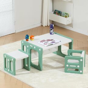 Montessori Table and Chair Set, Kids Table and Chairs, Height-Adjustable Toddler Table and Chair Set, Table Chair for Ages 3-8, Childrens Table for Daycare, Classroom