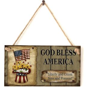 4th of July Door Sign Decorations,USA Stars and Strips Forever Wooden Signs, America Flag Welcome Wooden Hanging Sign for Front Door Decor, Independence Day Party Home Door Hanging Wall Decor