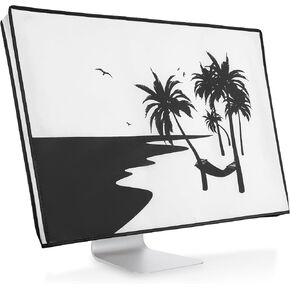 kwmobile Computer Monitor Cover Compatible with 27-28" Monitor - Bees and Flowers Black/Orange/White