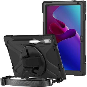 ProCase for Lenovo Tab P11 Pro 11.2" Gen 2 2022 (TB-132FU/TB-138FC) Case, Rugged Heavy Duty Shockproof Cover with Hand Strap Shoulder Strap for 11.2 inch Lenovo Tab P11 Pro 2nd Generation -Black