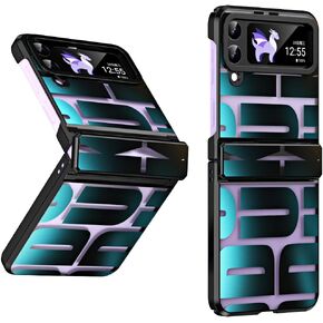 for Galaxy Z Flip 4 Case with Hinge Protection Clear Case with Design for Women Girls, Cute Stars Protective Cover for Samsung Galaxy Z Flip 4 5G (2022) - Purple in Kuwait