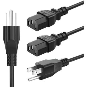QYD 2 Pack 6FT(1.8m) 3 Prong AC Power Cord Compatible with Dell, Samsung, LG, AOC, BenQ, Acer, Asus, ViewSonic, HP Compaq Monitor, Epson PowerLite, Optoma, LG DLP Projector Power Cord
