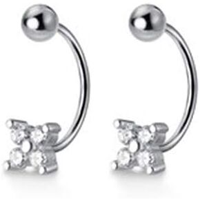 Mini CZ Flower Stud Earrings for Women Girls Minimalist S925 Sterling Silver Cartilage Tiny 18G Screw Back Small Half Hoop Tragus Hypoallergenic Piercing Gifts for Birthday Bff Daughter Xmas
