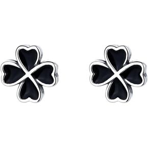 Four Leaf Clover St. Patrick's Day Stud Earrings S925 Sterling Silver Irish Clover Earring for Women Girls Teen Lucky Holiday Accessories Good Luck Jewelry Gift for Her Birthday Valentine's Day