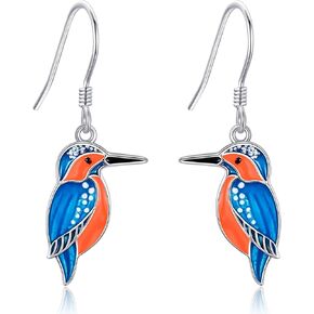 Kingfisher Gifts Earrings Sterling Silver Kingfisher Dangle Drop Earrings Kingfisher Bird Jewelry for Women Girls Kingfisher and Bird Lovers Gifts
