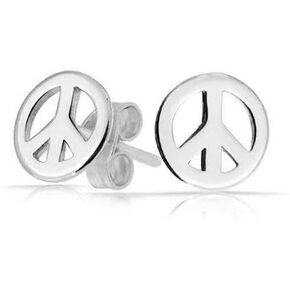 أقراط أصلية من الفضة الإسترليني عيار 925 تحمل علامة السلام، أقراط صغيرة صغيرة للنساء والفتيات والمراهقين والأولاد من الفضة الأنيقة والذهب الأصفر على الفضة، 925 مختومة in Kuwait