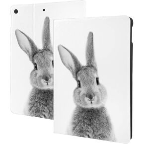 A Cute Gray Rabbit Case for Ipad 10.2 Inch,Ipad 7th/8th/9th Generation Case Premium Pu Leather Stand Cover Case,with Auto Sleep Wake Shockproof Protective Cover