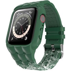 Sports Silicone Band with Bumper Case Compatible with Apple Watch Band 44mm 45mm for Women, Rugged Wrist Strap Replacement for i-Watch Bands for Women Series 9 8 7 6 5 4 SE in Kuwait