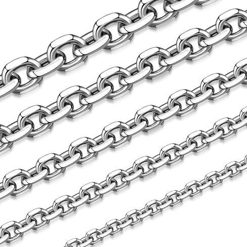 Cable Chain Stainless Steel Necklace for Men Women, 3/5/8/10/13MM Width, 18K Gold/Black Metal/316L Stainless Steel Sturdy Rolo Link Chain Necklace, 18-30inch Length in Saudi Arabia
