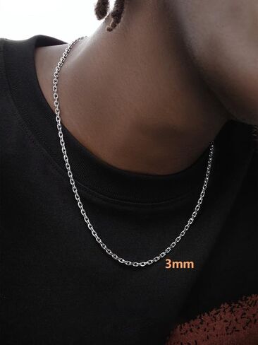 Cable Chain Stainless Steel Necklace for Men Women, 3/5/8/10/13MM Width, 18K Gold/Black Metal/316L Stainless Steel Sturdy Rolo Link Chain Necklace, 18-30inch Length in Saudi Arabia