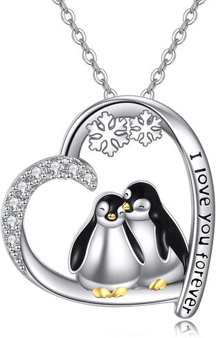 POPLYKE Cute Animal Heart Sterling Silver Necklace Birthday Gifts I love you forever Pendant for Girls Women Sister in Saudi Arabia