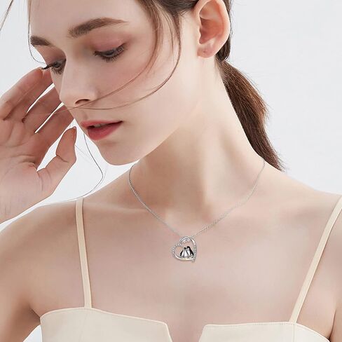 POPLYKE Cute Animal Heart Sterling Silver Necklace Birthday Gifts I love you forever Pendant for Girls Women Sister in Saudi Arabia