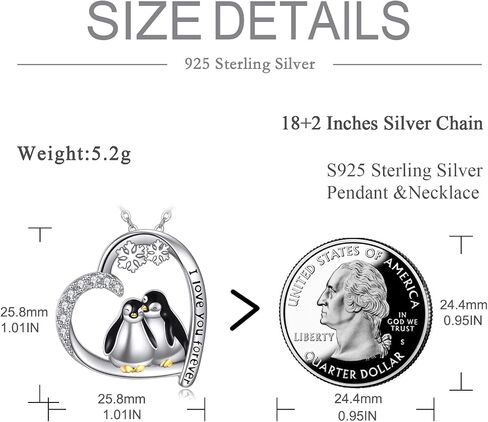 POPLYKE Cute Animal Heart Sterling Silver Necklace Birthday Gifts I love you forever Pendant for Girls Women Sister in Saudi Arabia