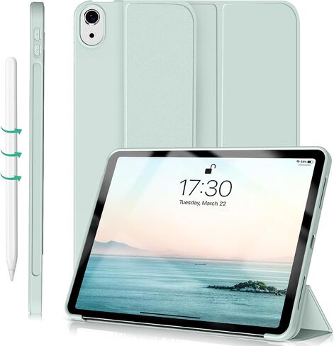 Aoub Case for iPad Air 11 Inch Case 2024, iPad Air 5th/4th Generation 2022/2020 10.9 inch, Auto Wake/Sleep, Ultra Slim Lightweight Trifold Stand Smart Silicone Soft TPU Back Shell Cover - Gray in Saudi Arabia