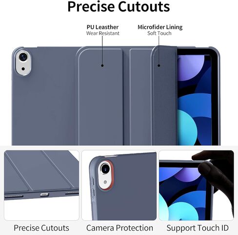 Aoub Case for iPad Air 11 Inch Case 2024, iPad Air 5th/4th Generation 2022/2020 10.9 inch, Auto Wake/Sleep, Ultra Slim Lightweight Trifold Stand Smart Silicone Soft TPU Back Shell Cover - Gray in Saudi Arabia