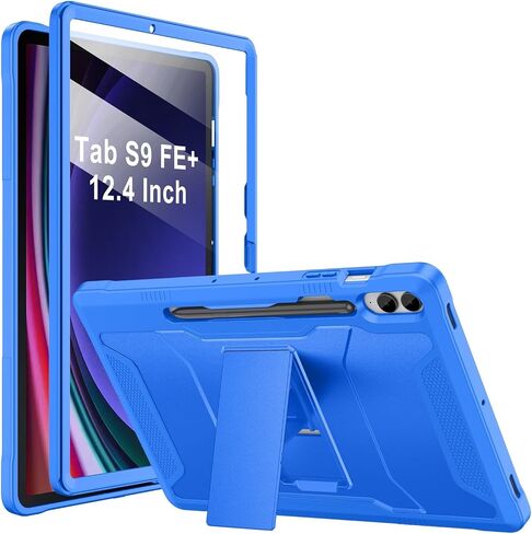 Soke Case for Samsung Galaxy Tab S9 Plus/S9 FE+ 2023, with Built-in Screen Protector & Kickstand, Rugged Full Body Protective Cover for Galaxy Tablet 12.4 Inch,Black in Saudi Arabia