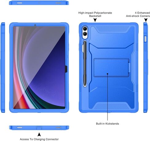 Soke Case for Samsung Galaxy Tab S9 Plus/S9 FE+ 2023, with Built-in Screen Protector & Kickstand, Rugged Full Body Protective Cover for Galaxy Tablet 12.4 Inch,Black in Saudi Arabia