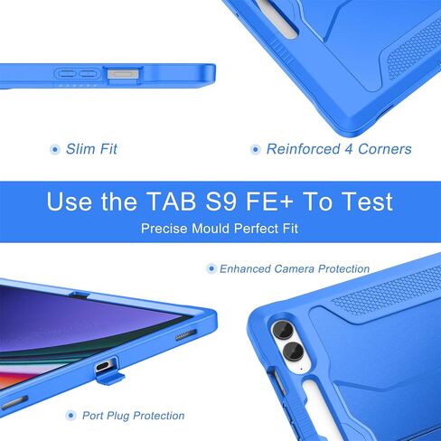 Soke Case for Samsung Galaxy Tab S9 Plus/S9 FE+ 2023, with Built-in Screen Protector & Kickstand, Rugged Full Body Protective Cover for Galaxy Tablet 12.4 Inch,Black in Saudi Arabia